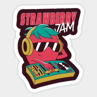 Funny Strawberry Jam DJ Turntable Cartoon Sticker